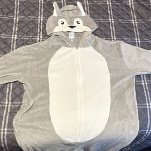 Gray and White Wolf Onesie